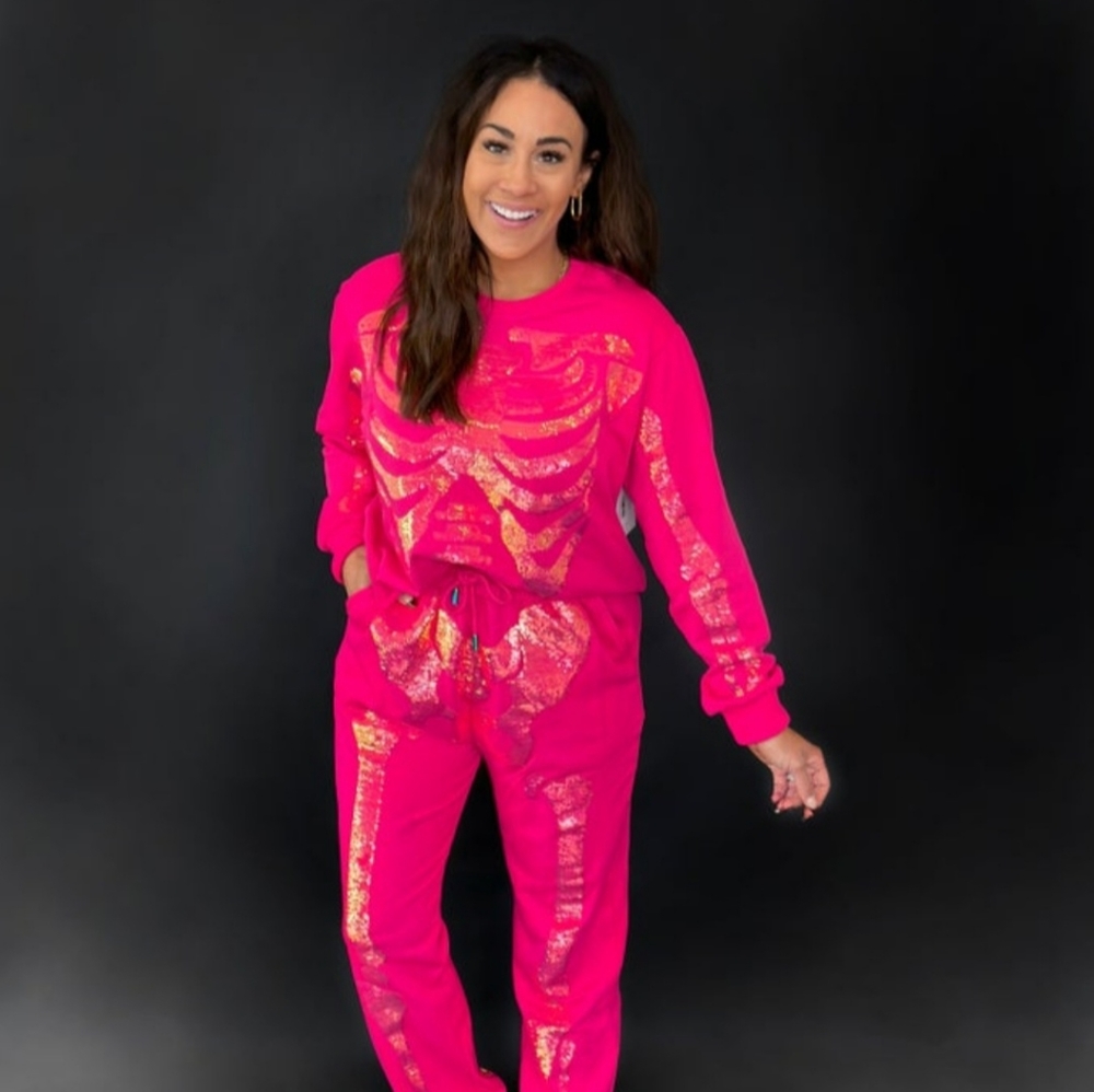 Queen of Sparkles Pink Skeleton Sweatshirt